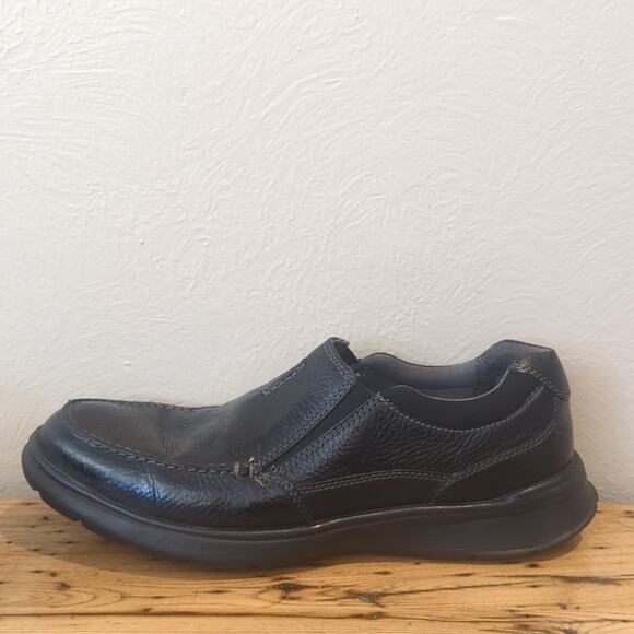 Clarks Collection Cotrell Free Black Oily Leather Pebbled Grain Loafer Men's 11M - Picture 6 of 13